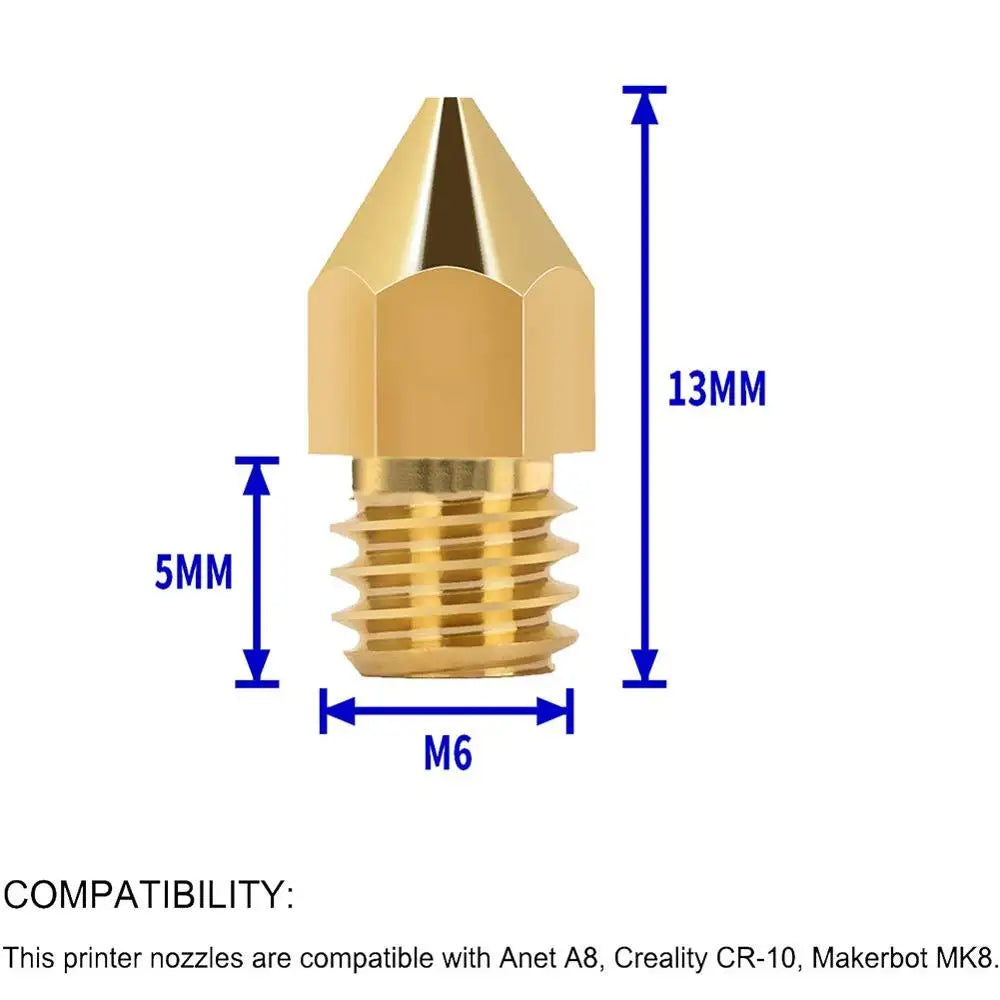 24 PCS 3D Printer Nozzles MK8 Extruder Nozzles 0.2mm 0.3mm 0.4mm 0.5mm 0.6mm 0.8mm 1.0mm for Makerbot Creality CR10 Ender 3 5