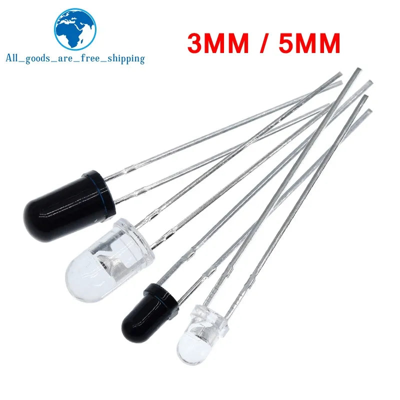 TZT 10pairs 3mm 5mm 940nm LEDs Infrared Emitter and IR Receiver Diode Diodes 301A for arduino