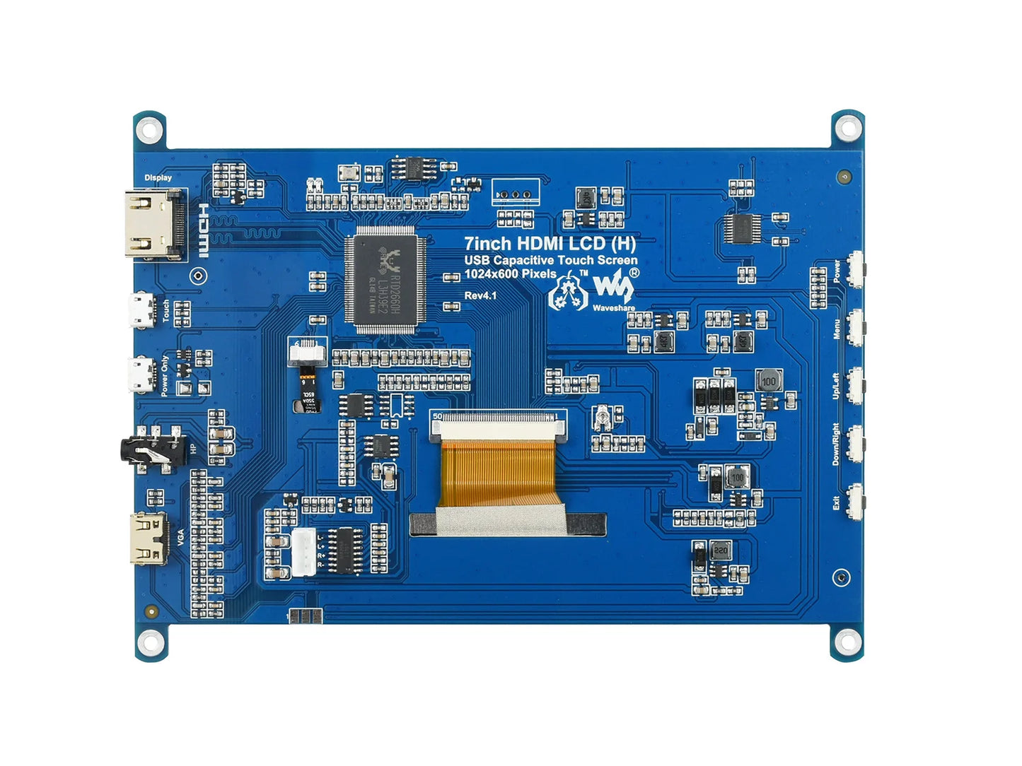 Waveshare 7 inch HDMI LCD (H) Computer Monitor 1024*600 IPS Capacitive Touch Screen Supports Raspberry Pi Jetson Nano Win10 etc