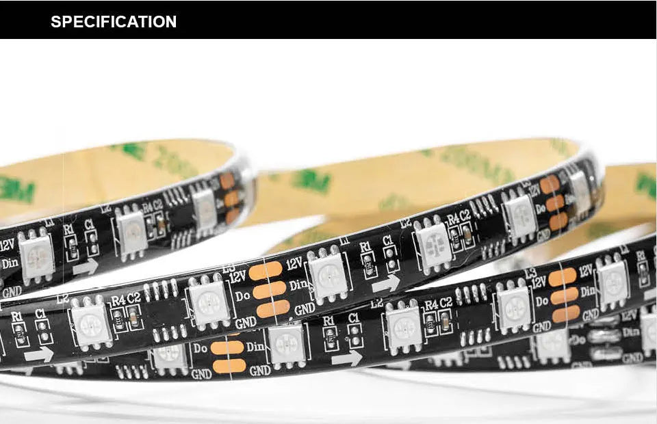WS2811 RGB Led Strip Light 5050 SMD Addressable 30 48 60 96 144 LEDs External 1 IC Control 3 Leds Bright Normal Led Lights DC12V