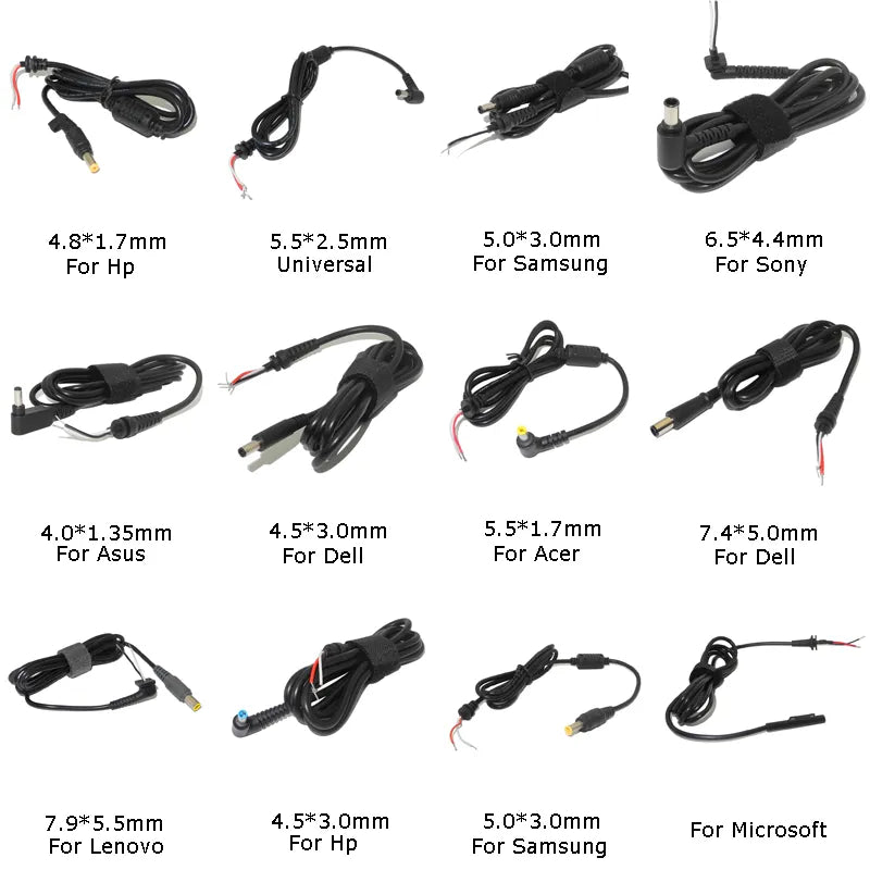 Power Cable Cord Connector DC Jack Charger Adapter Plug Power Supply Cable for Samsung HP Dell Sony Toshiba Asus Acer Lenovo