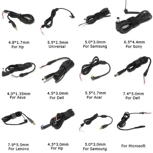 Power Cable Cord Connector DC Jack Charger Adapter Plug Power Supply Cable for Samsung HP Dell Sony Toshiba Asus Acer Lenovo