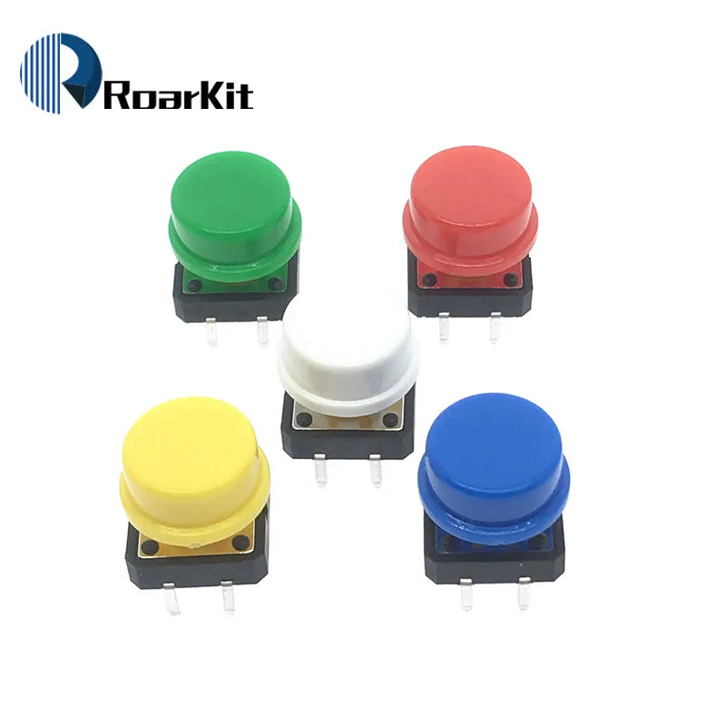 25PCS Tactile Push Button Switch Momentary 12*12*7.3MM Micro switch button + Button cap(5 colors) + Component box for Arduino