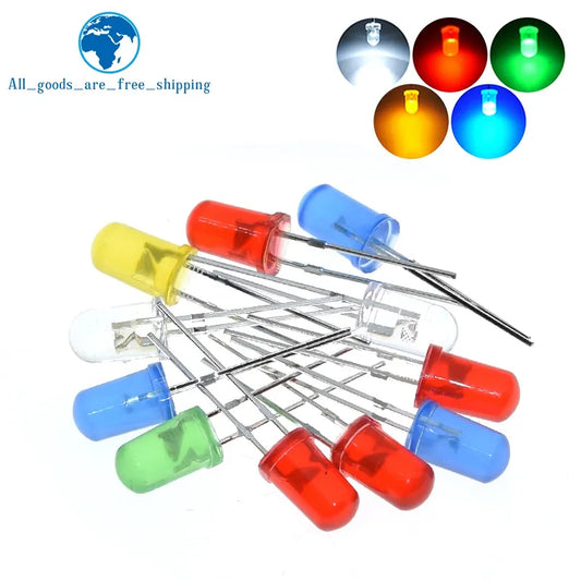 TZT LED Diode Light Assorted Kit 5MM Green Blue White Yellow Red COMPONENT DIY Kit New Original For Arduino