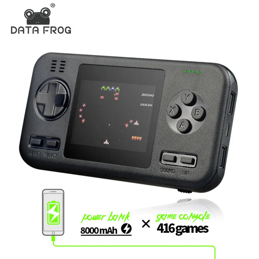 DATA FROG Handheld  Portable Retro Game Console with 8000mAh Power Bank Buil-in 416 Classic Games Mini Handheld Player Console