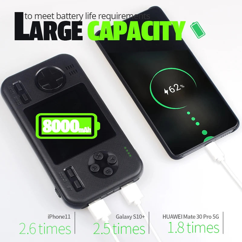 DATA FROG Handheld Portable Retro Game Console with 8000mAh Power Bank Buil-in 416 Classic Games Mini Handheld Player Console