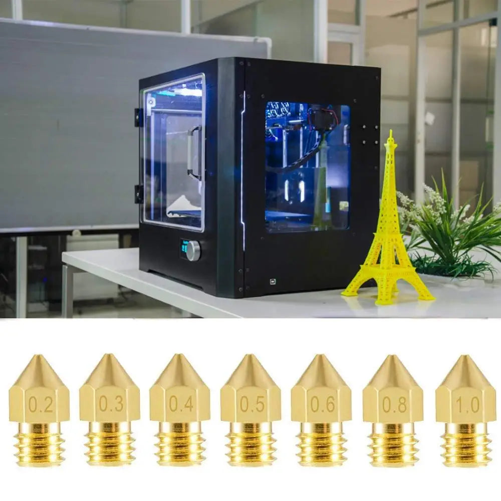 24 PCS 3D Printer Nozzles MK8 Extruder Nozzles 0.2mm 0.3mm 0.4mm 0.5mm 0.6mm 0.8mm 1.0mm for Makerbot Creality CR10 Ender 3 5