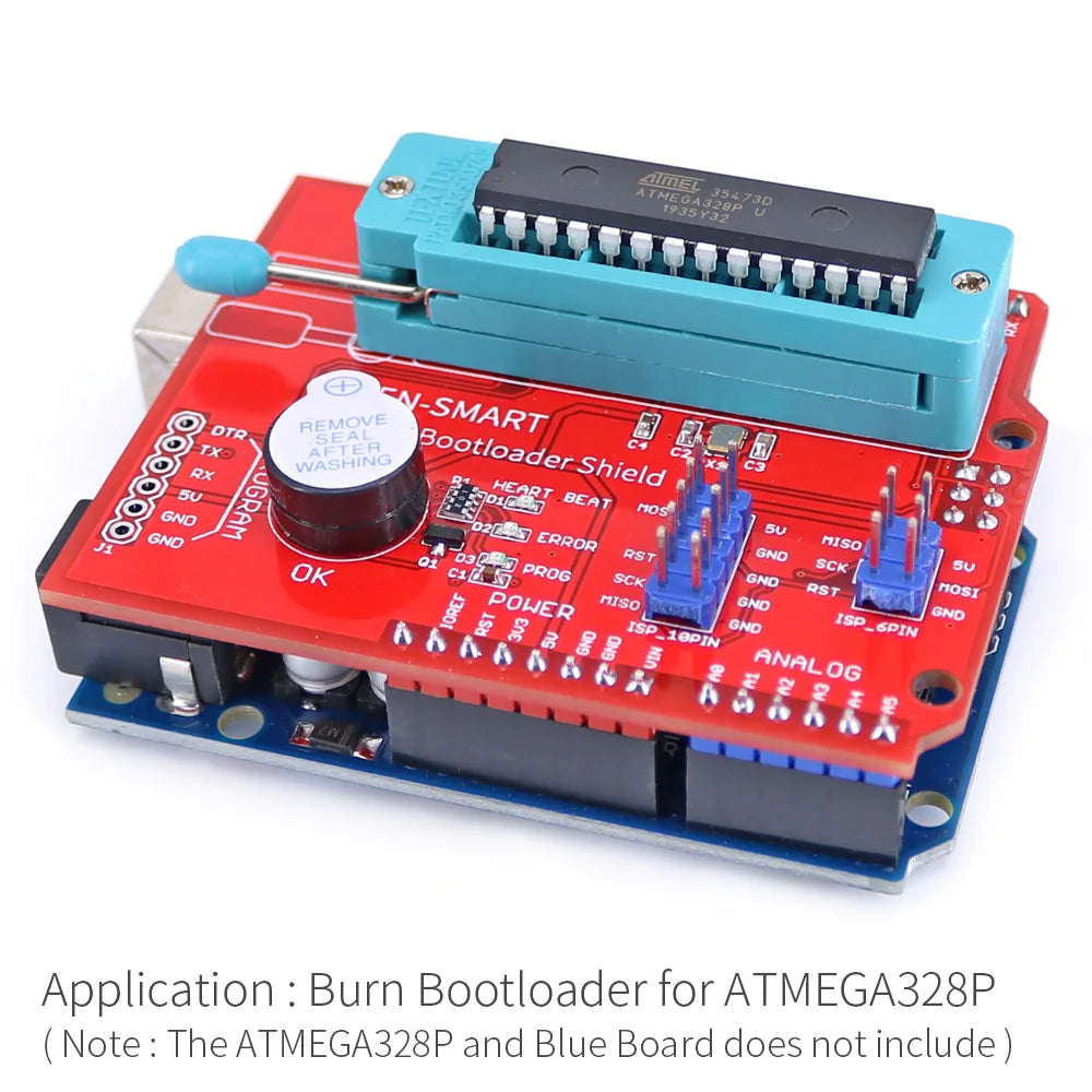 AVR ISP Bootloader Shield Burning Programmer Board for Atmega328P Bootloader module with buzzer and LED indicator for Arduino