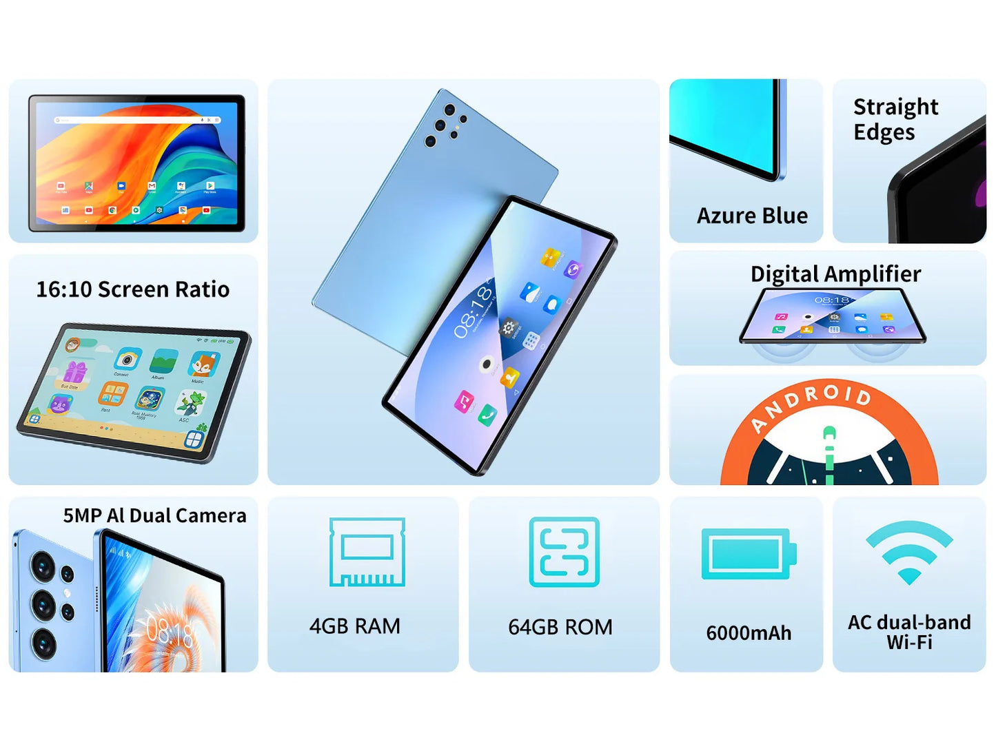2025 New Upgraded Pad Pro 10.1 Inch Tablets Octa Core 4GB+64GB ROM Google Play Dual SIM Cards Wifi Phone Call Tablet Pc 6000mAh