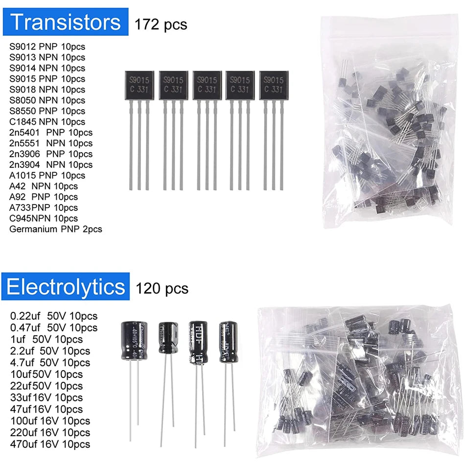 DIY Electronics Components Assortment Resistors Triode Capacitors Diodes PCB Potentiometer Resistance for Arduino UNO MEGA2560