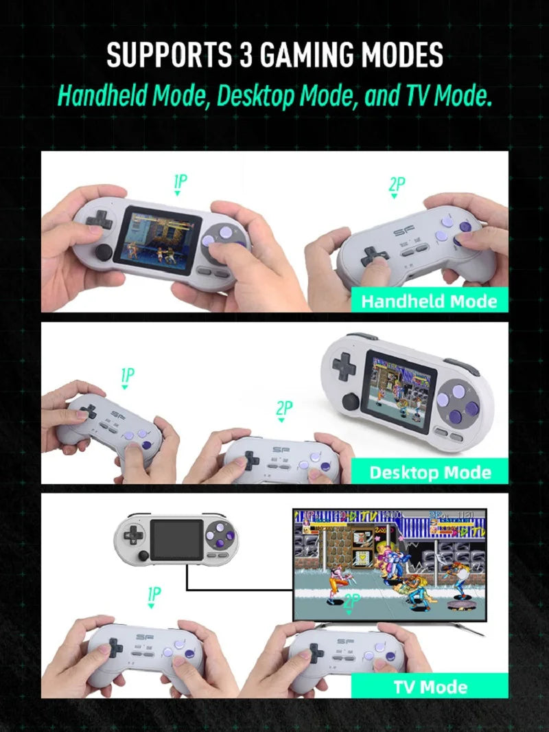 DATA FROG SF2000 Mini Retro Video Game Console 3 Inch IPS Built-in 6000 Games Portable Handheld Game Player Support TV AV Output