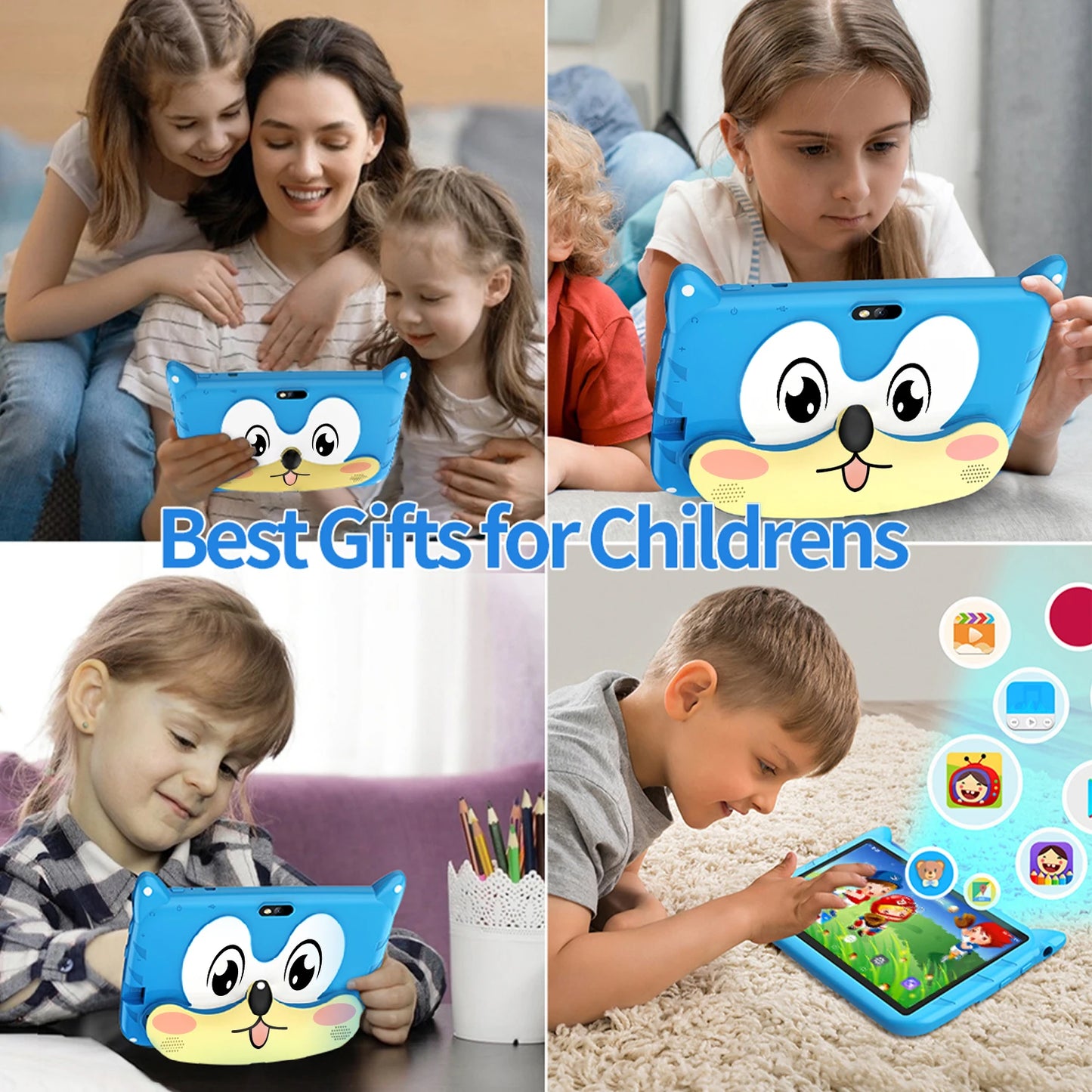 2025 New 7 Inch Kids Tablets Android 13 Quad Core 4GB RAM 64GB ROM 5G WiFi Bluetooth Google Learning Education Tablet PC 4000mAh