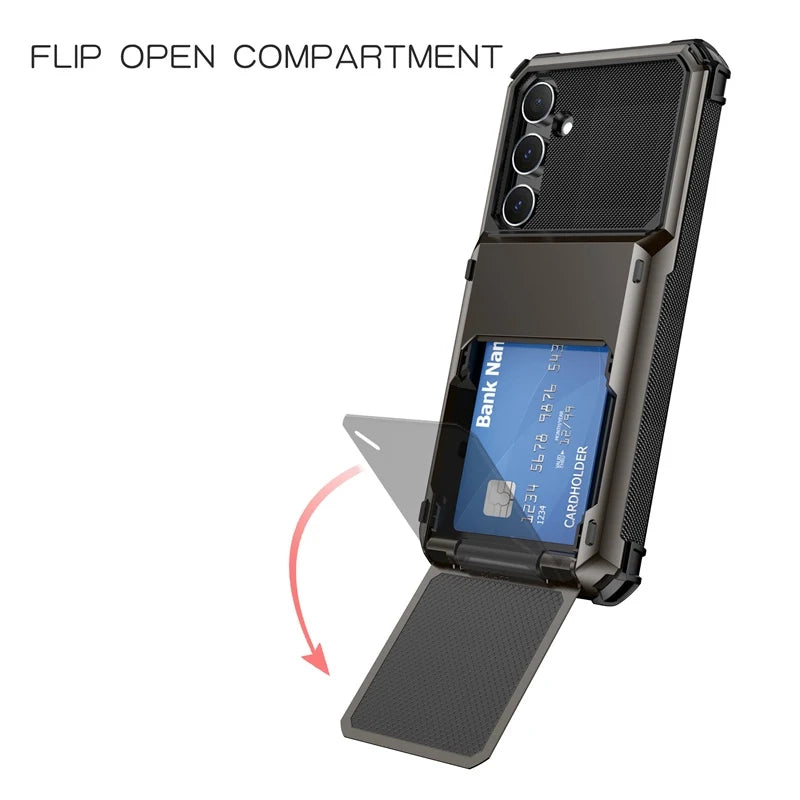 Wallet Case For Samsung Galaxy A16 A26 A36 A56 5G A06 A05 A15 A25 A35 A55 A14 A34 A54 A12 A04s Heavy Duty Armor Cards Slot Cover