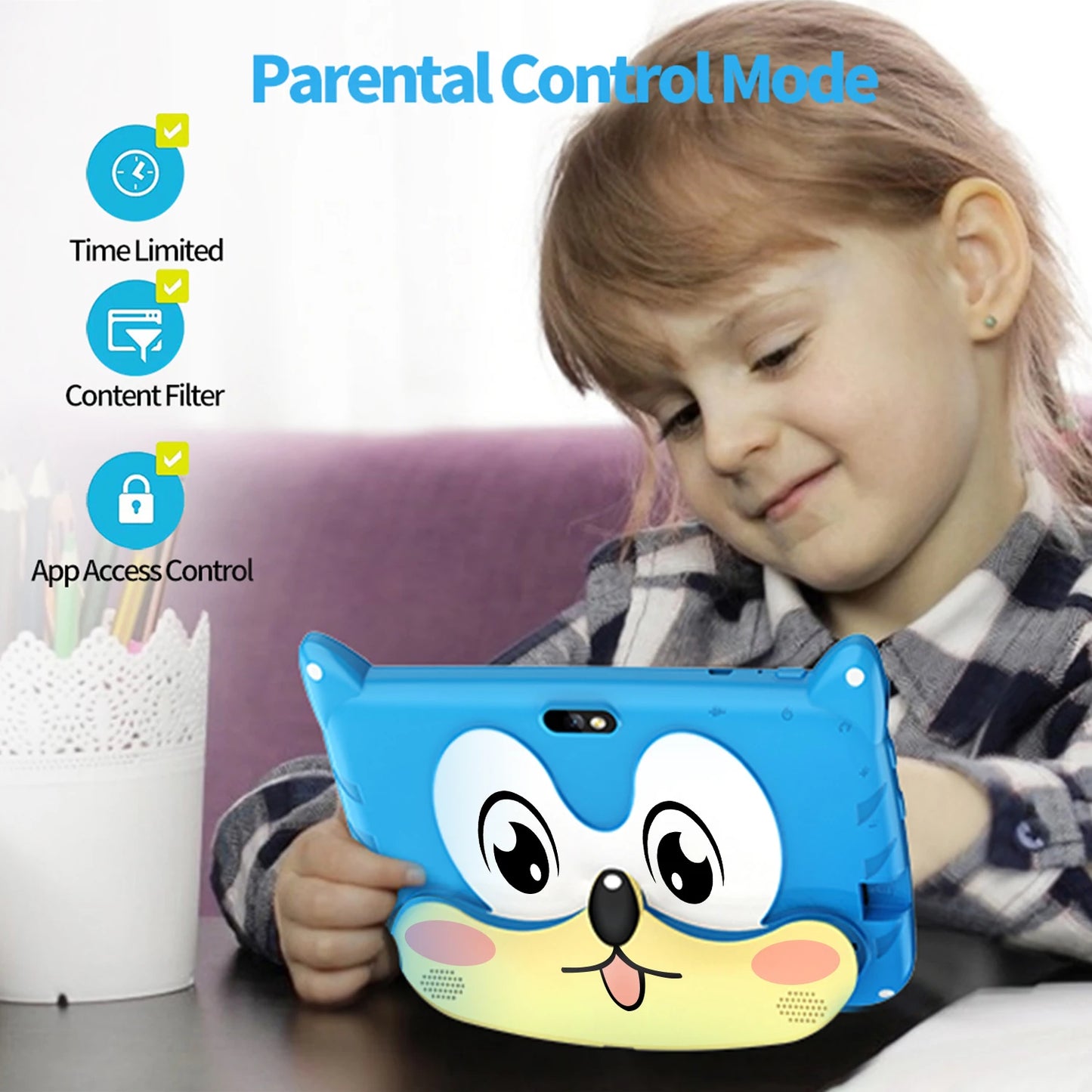2025 New 7 Inch Kids Tablets Android 13 Quad Core 4GB RAM 64GB ROM 5G WiFi Bluetooth Google Learning Education Tablet PC 4000mAh
