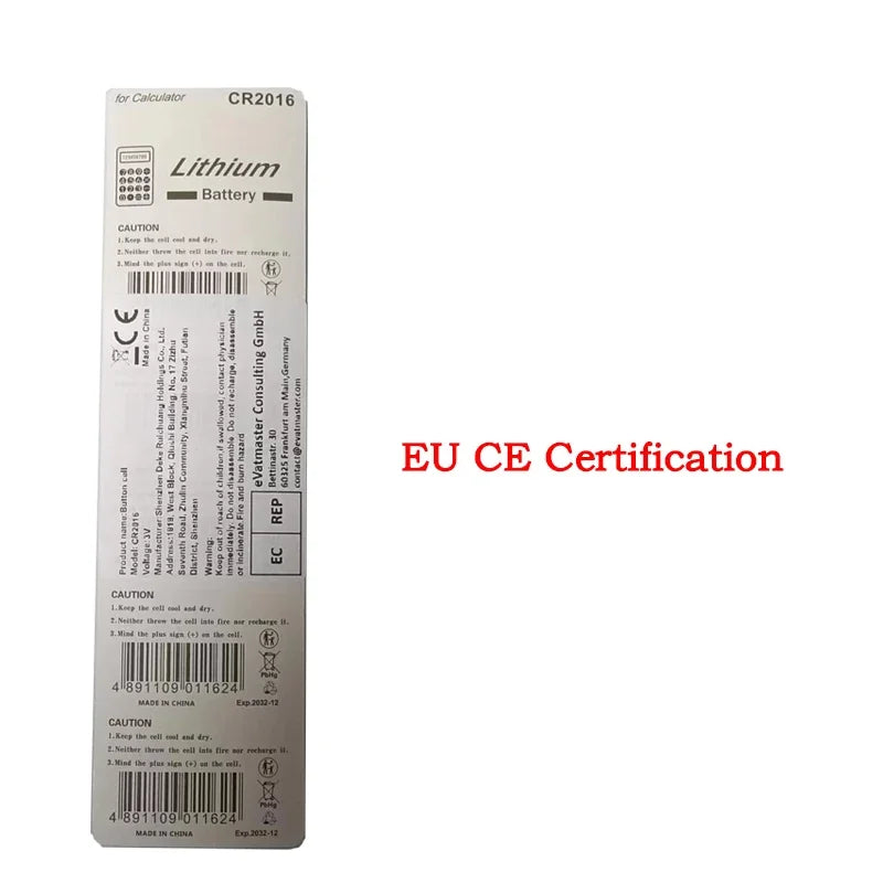 100Pcs 3V CR2016 Button Batteries LM2016 BR2016 DL2016 CR 2016 Cell Coin Lithium Battery For Watch Electronic Toy Calculators
