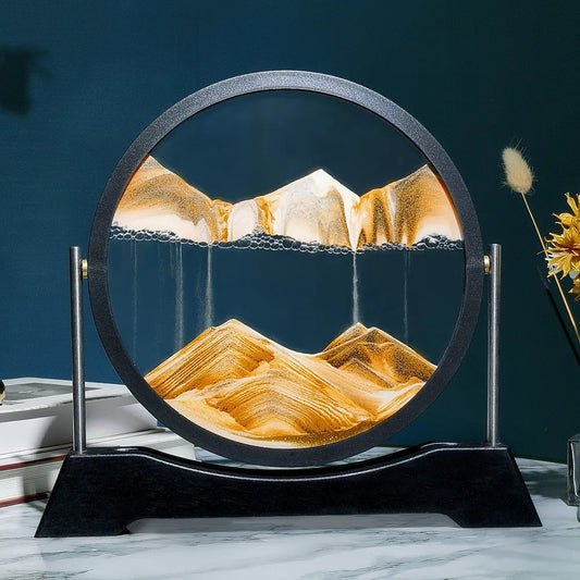 Creative Moving Sand Art Picture Rotatable Round Glass Flowing Sand Painting 3D Sandscape Hourglass Quicksand Home Decor Gifts