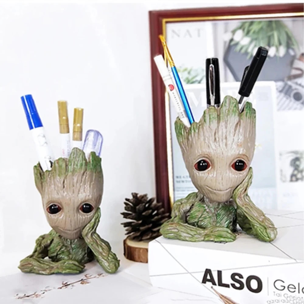 Marvel Figure Groot Flower Pot Tree Man Planter with Drainage Hole Pencil Pen Holder Office Party Ornament Birthday Gift Planter