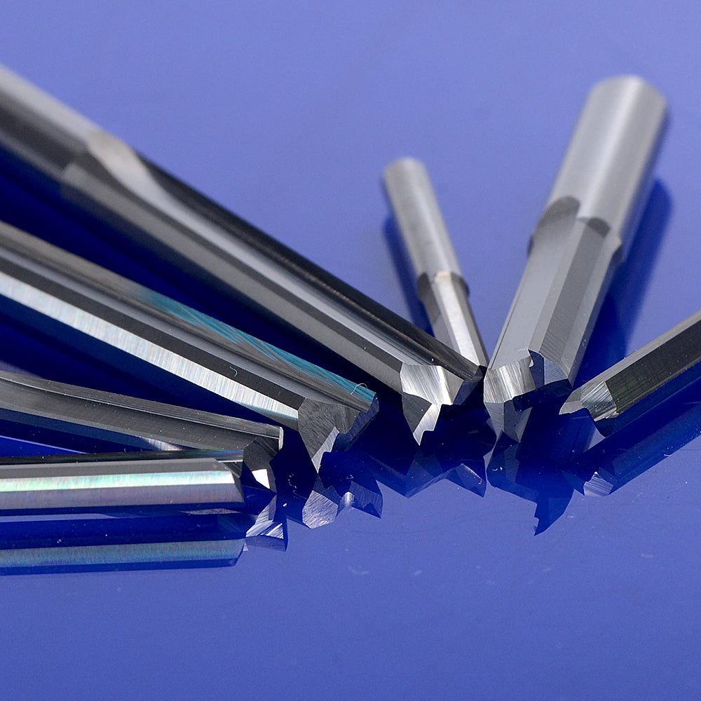 10pcs 3.175mm *2 *12mm Double Two Flute Straight Slot CNC Router Bits For Wood Milling