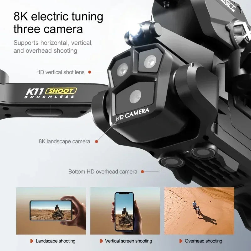 For xiaomi K11MAX Drone Launching Water Bombs Brushless Power Electric Adjustment Three Camera Drone Quadcopter Childs Toy
