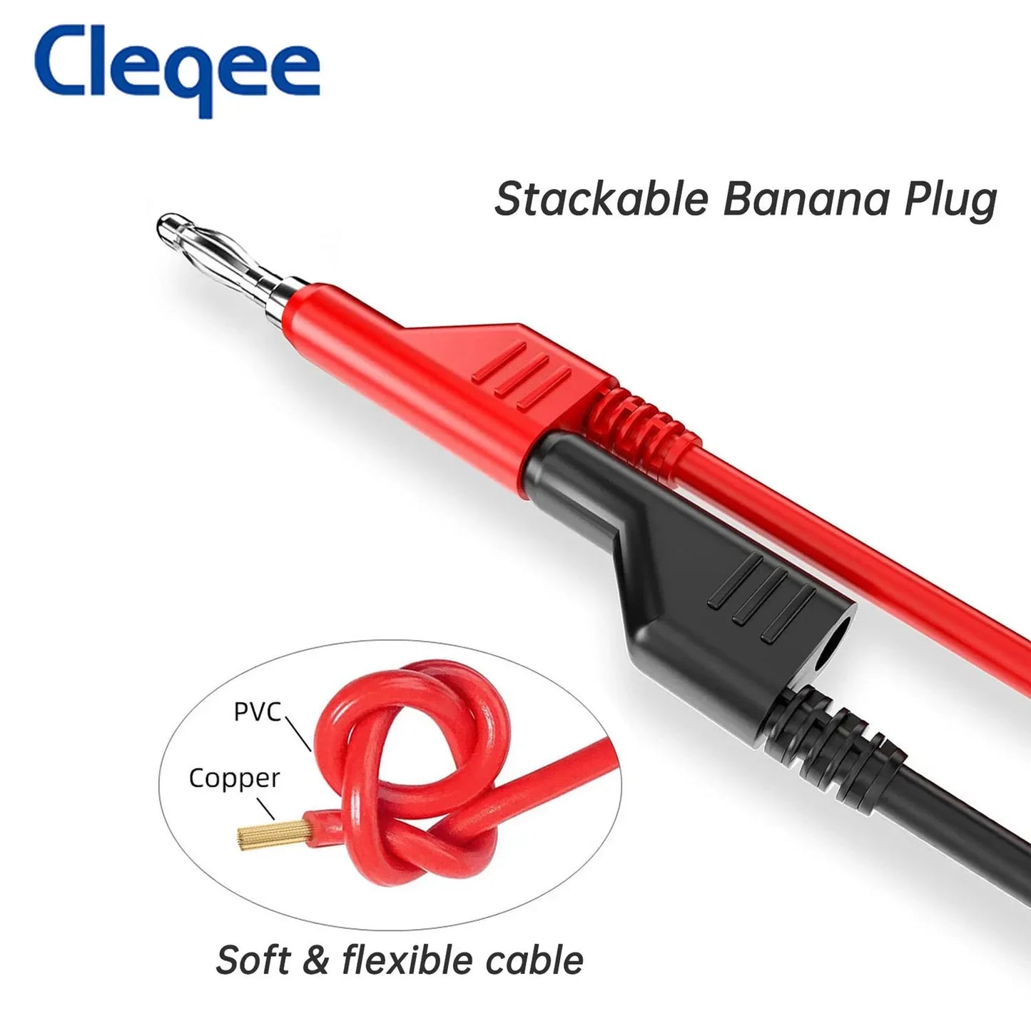 Cleqee P1036B 4mm Banana To Banana Plug Test Lead Kit for Multimeter Match Alligator Clip U-type & Puncture Test Probe Kit