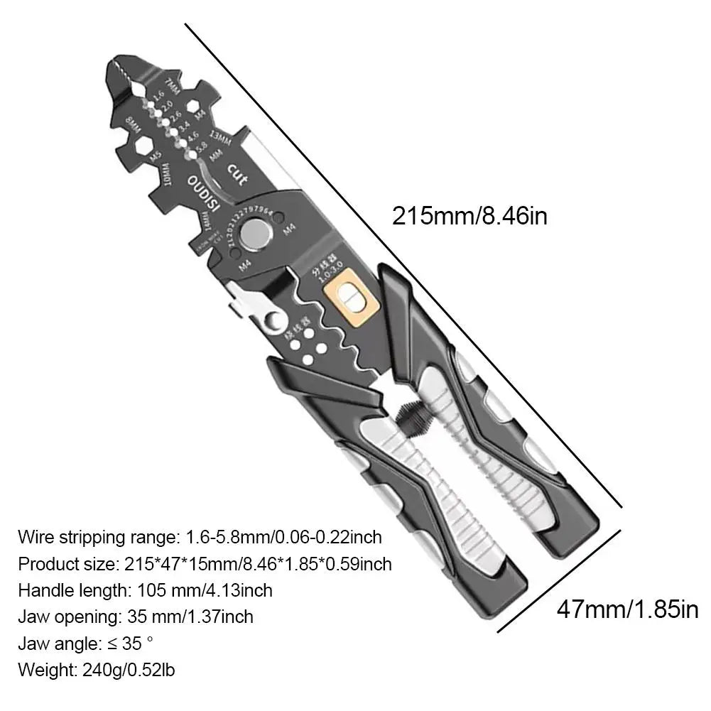 Multifunctional Electrician Pliers Long Nose Pliers Wire Stripper Cable Cutter Terminal Crimping Hand Tools