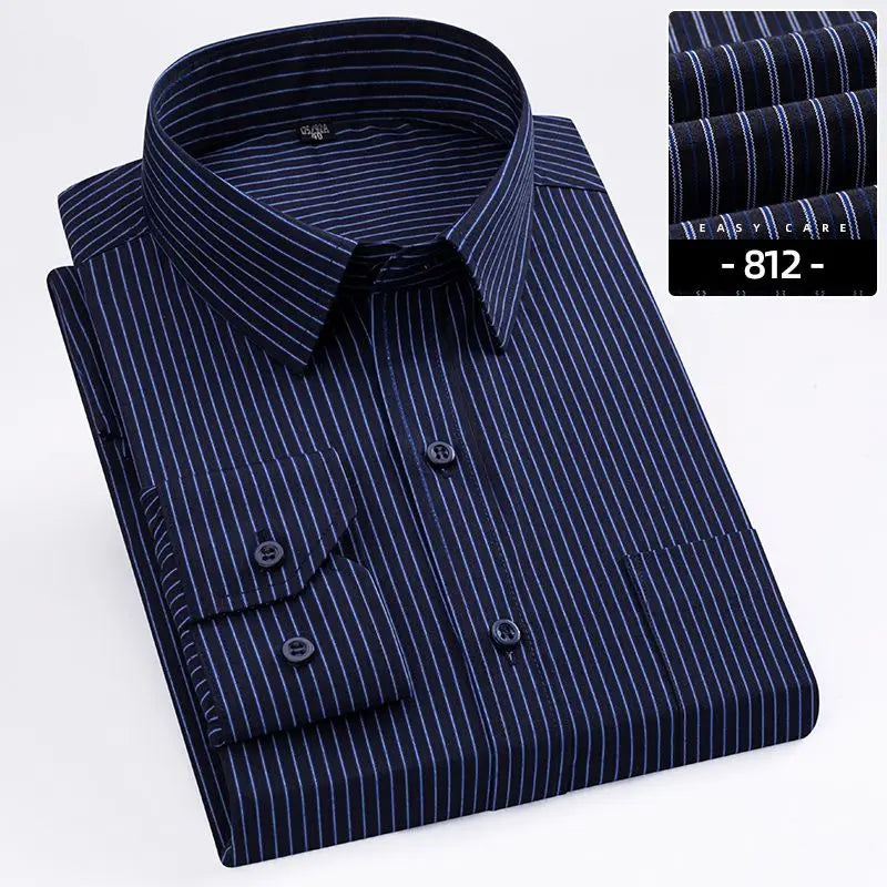 Solid Basic Dress Shirt Big Plus Size 7XL 8XL Long Sleeve Male Standard-fit Formal Social Grey Blue Work Office Business Shirts