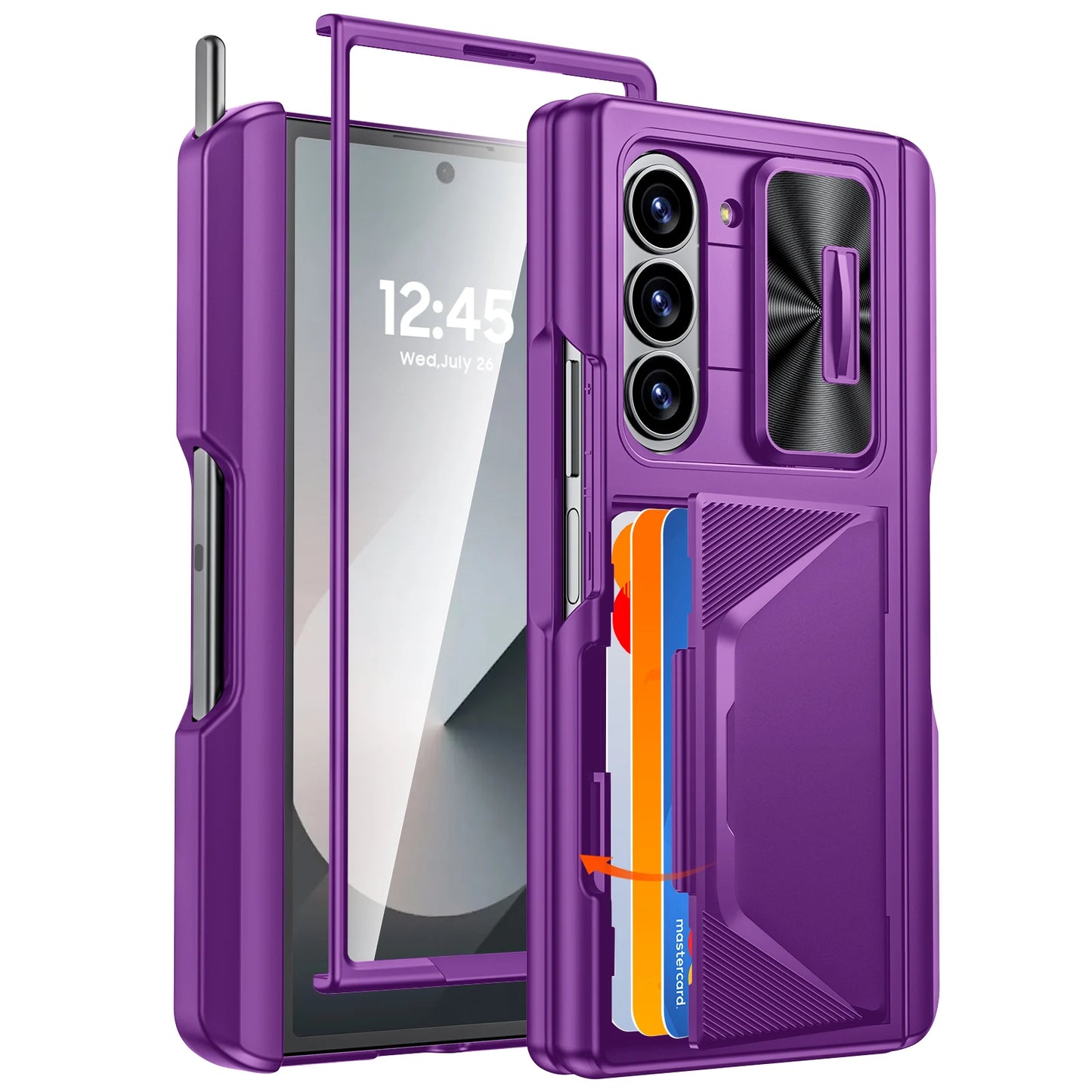 For Galaxy Z Fold 6,Goddess Day gift Back Card Pack,Integrated Pen Slot,Full Coverage 9H Protective Film,Shockproof Phone Case