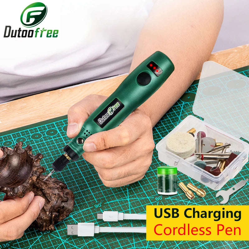 3.7V USB Cordless Drill Mini Electric Carving Pen 3 Speed Drill Rotary Tools Kit Engraver Pen DIY For Grinding Polishing