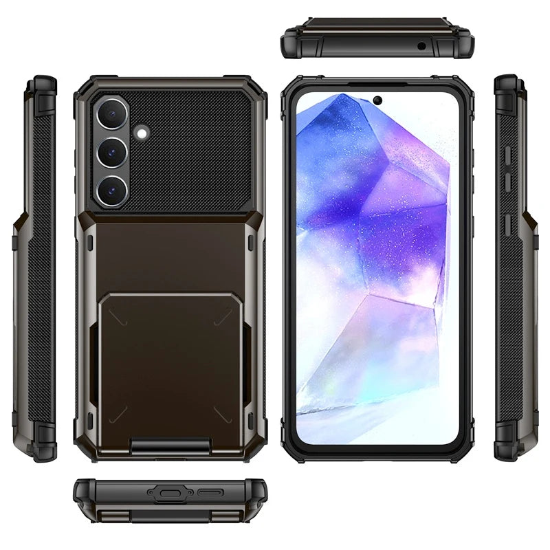 Wallet Case For Samsung Galaxy A16 A26 A36 A56 5G A06 A05 A15 A25 A35 A55 A14 A34 A54 A12 A04s Heavy Duty Armor Cards Slot Cover
