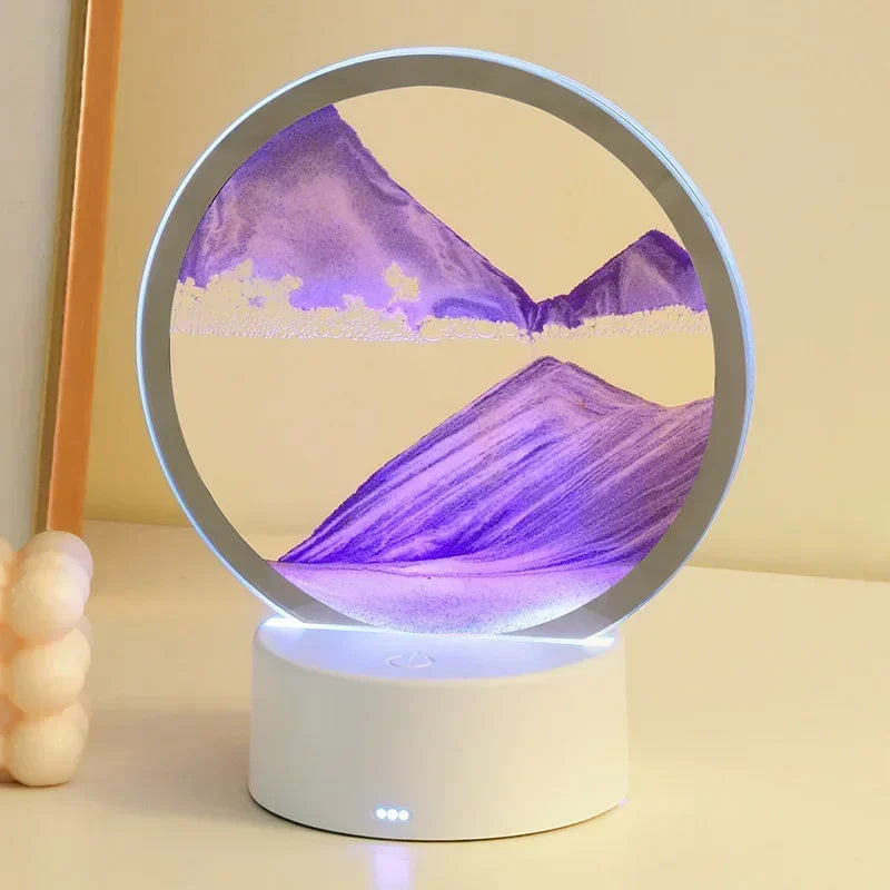 LED RGB Hourglass Light 16 Colors 3D Sandscape Lamp Moving Sand Art Frame Night Light with Deep Sea Display New Year Gift