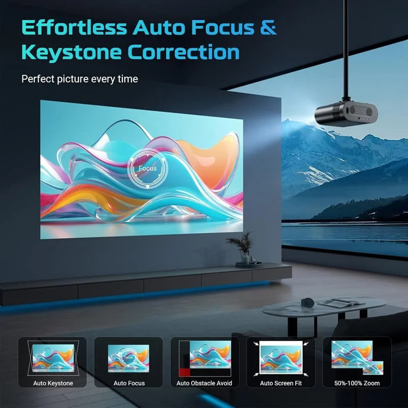 2025 Huaweishi L007  4K 1000ANSI  Native 1080P Projector Auto Focus Keystone Correction BT5.2 Android 11 WIFI6 Home Cinema