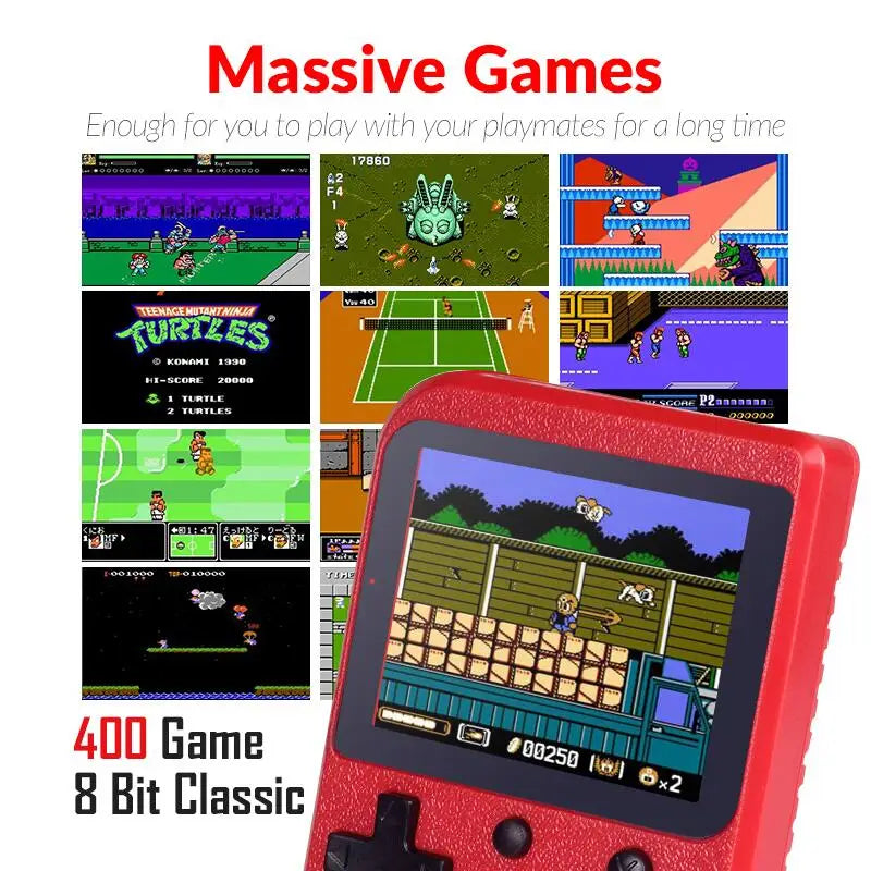 8-Bit 3.0 Inch Retro Portable Video Game Console Built-in 400 Classic Game Color LCD Mini Video Game Console Support AV output