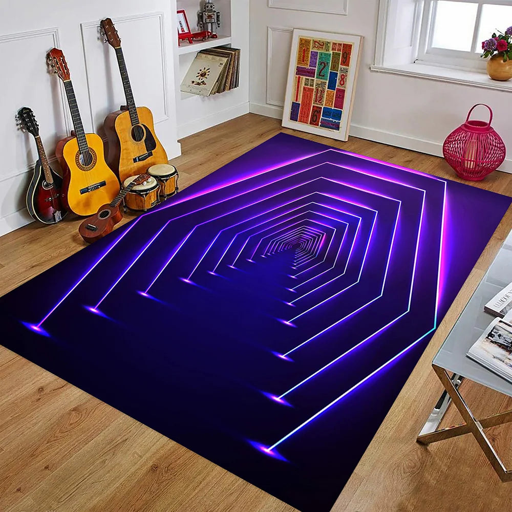 3D LED Lights Illusion Rug for Living Room Washable Floor Lounge Large Area Non Slip CarpetsTeen's Kids Boy Girl Room Decor Rug