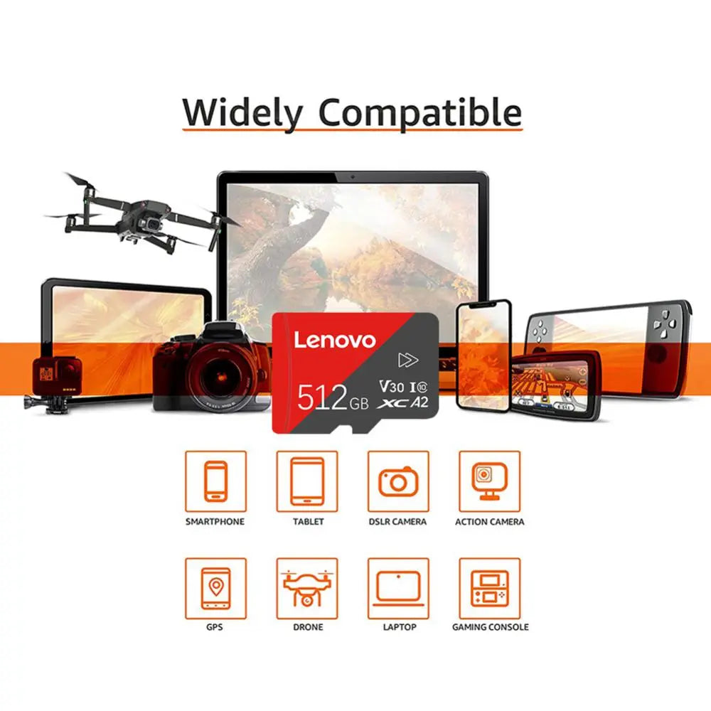 Lenovo Flash Memory SD Cards 32GB 64GB 256GB Micro TF/SD Card 1TB SD Memory Card 128GB Micro Tf Card Adapter Android Phone