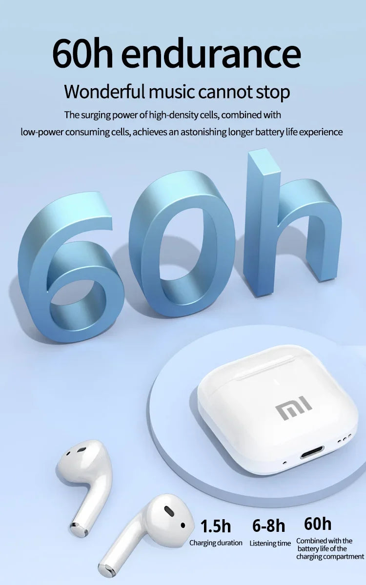 Xiaomi Buds TWS Wireless Earbuds Bluetooth 5.3 Headphones Touch Control IPX5 Waterproof HIFI Headset Carrying Cable with Mic