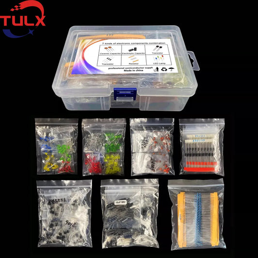 7 kinds/ Metal Film Resistor Assortment /Led Diodes Electrolytic Capacitor Ceramic Set Transistor Pack Diy Electronic Components