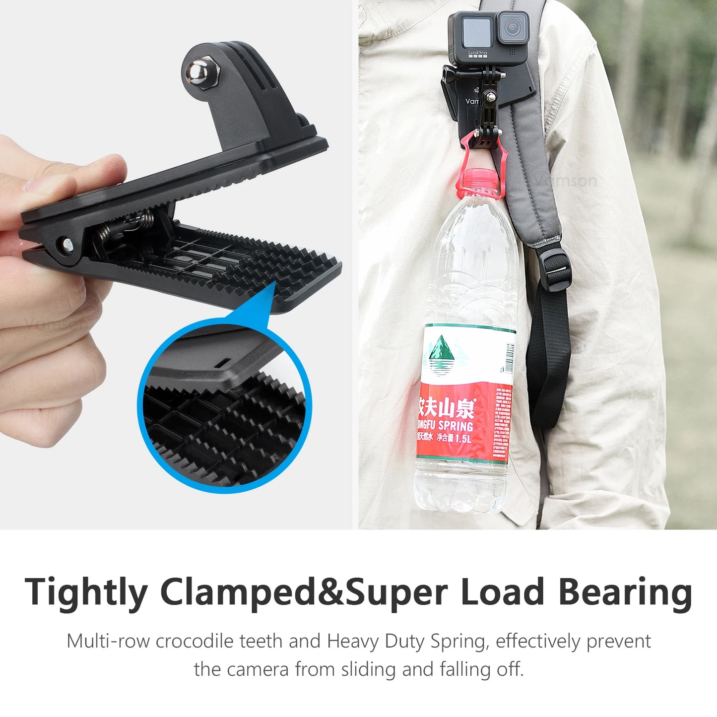 Vamson 360 Degree Mobile Phone Clip Cellphone Backpack Holder Mount for iPhone Samsung Shoulder Belt for Smartphone Accessories