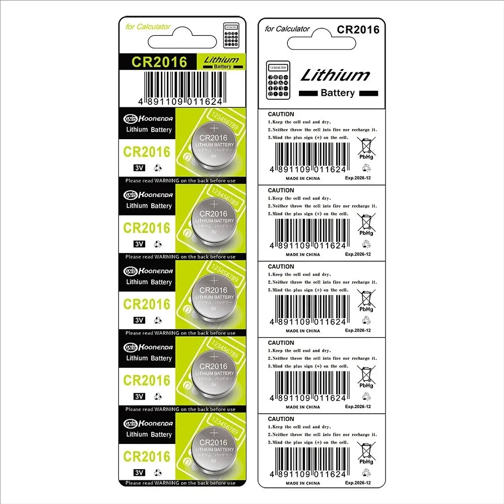 100Pcs 3V CR2016 Button Batteries LM2016 BR2016 DL2016 CR 2016 Cell Coin Lithium Battery For Watch Electronic Toy Calculators