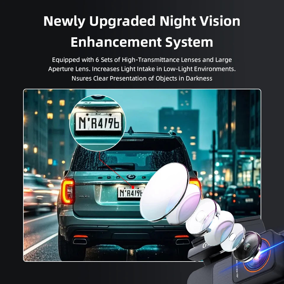 Dash Cam 4K UHD Recording Car Camera DVR Night Vision Video Recorder GPS Wi-Fi  Support Dual Lens Room 2.5K Rear View Camera