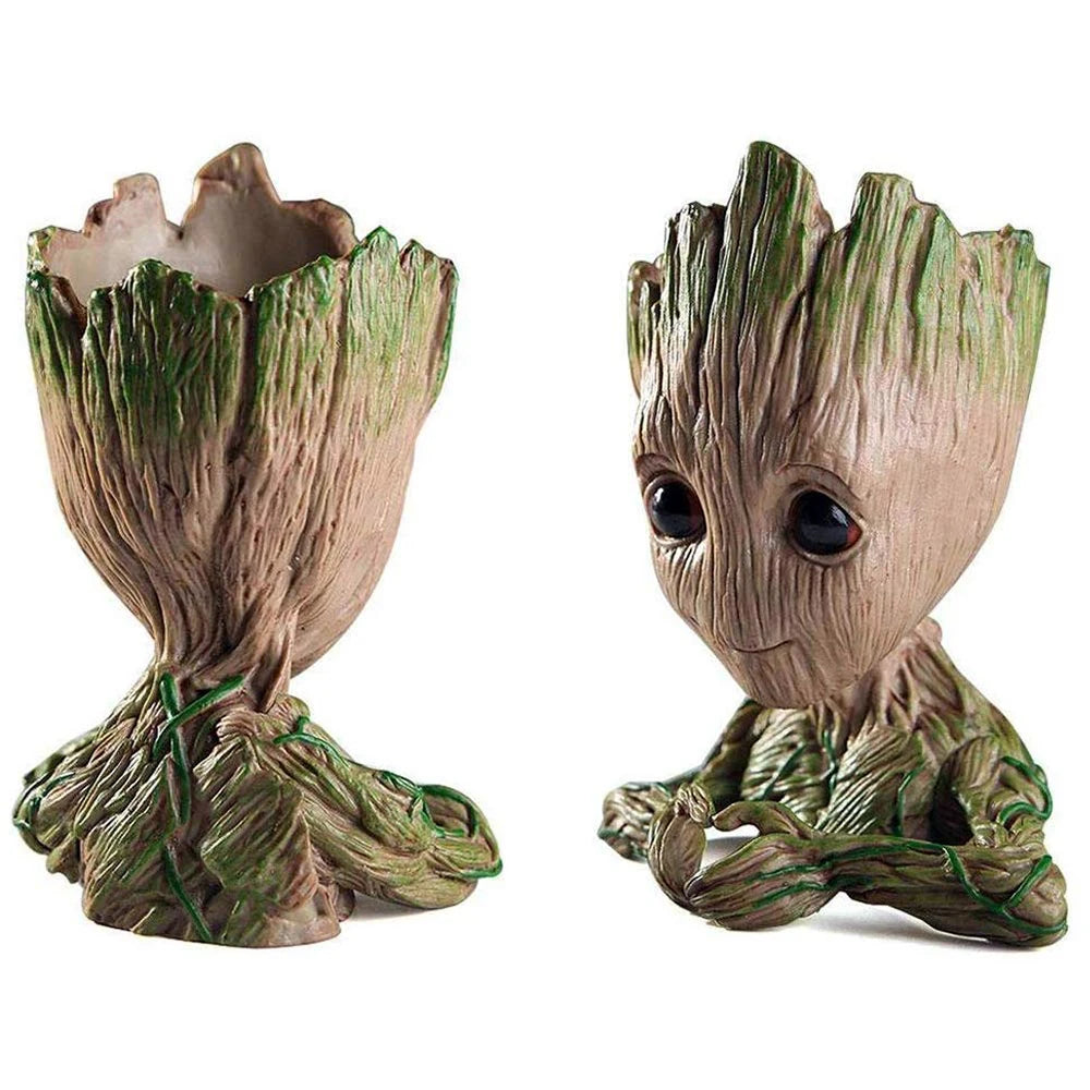 Marvel Figure Groot Flower Pot Tree Man Planter with Drainage Hole Pencil Pen Holder Office Party Ornament Birthday Gift Planter