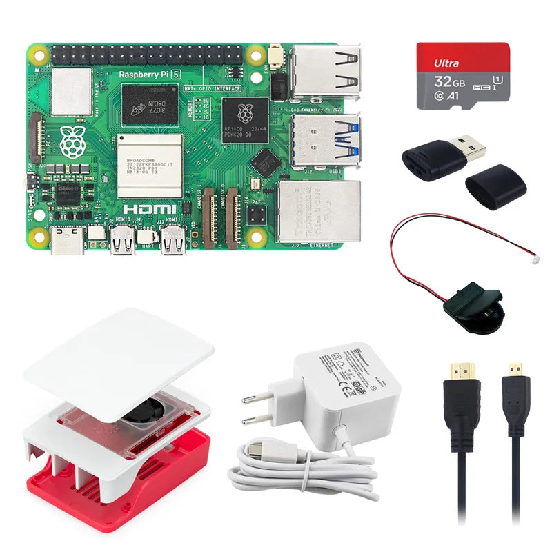 Original Raspberry Pi 5 4G 8G RAM BCM2712 2.4GHz VideoCore VII GPU 4Kp60 PCIe 2.0 RTC Optional Case Fan Power Supply for Pi5
