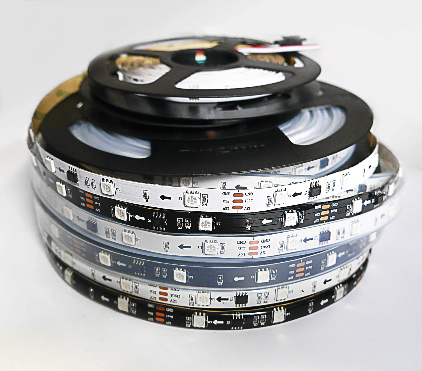 WS2811 Smart Pixel LED Strip DC12V 30/48/60leds/m 5m/lot White/Black PCB Full Color RGB LED Light Strip Neon