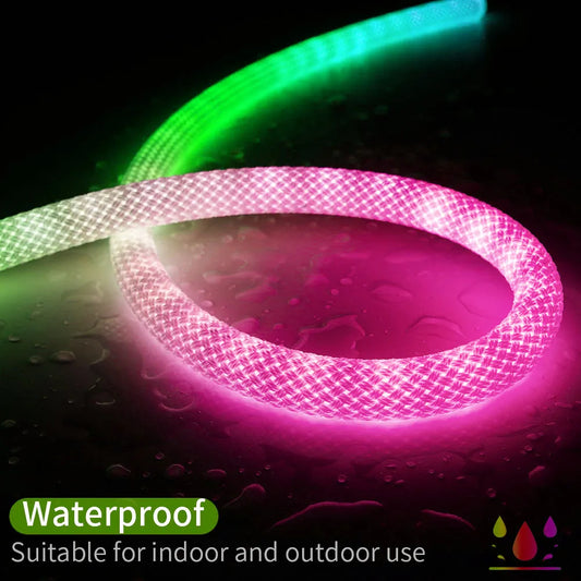 WS2812B WS2811 Round Fabric Reticulate Pattern LED Neon Strip 50Leds/m Addressable Flexible Silicone Light Tape IP67 DC5V
