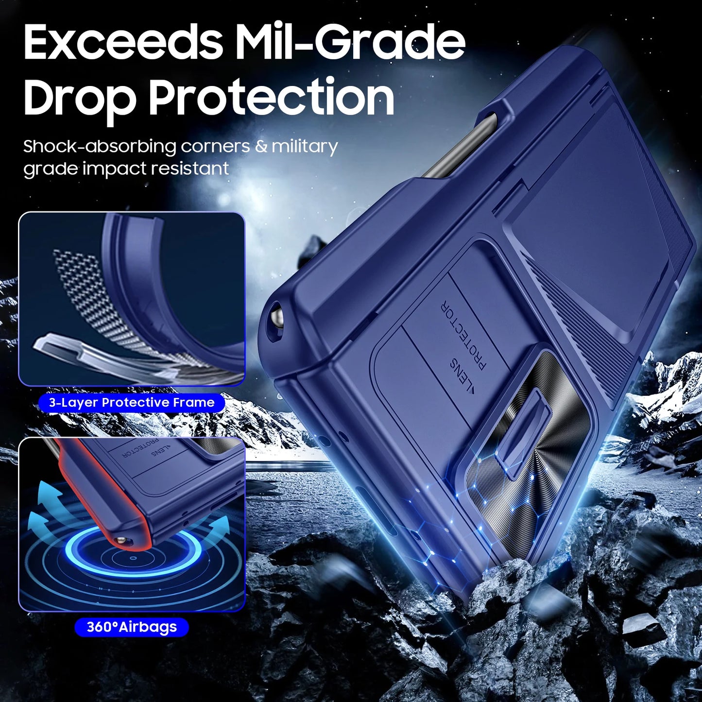 For Galaxy Z Fold 6,Goddess Day gift Back Card Pack,Integrated Pen Slot,Full Coverage 9H Protective Film,Shockproof Phone Case