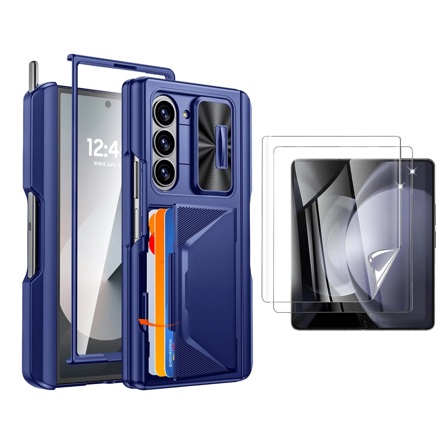 For Galaxy Z Fold 6,Goddess Day gift Back Card Pack,Integrated Pen Slot,Full Coverage 9H Protective Film,Shockproof Phone Case