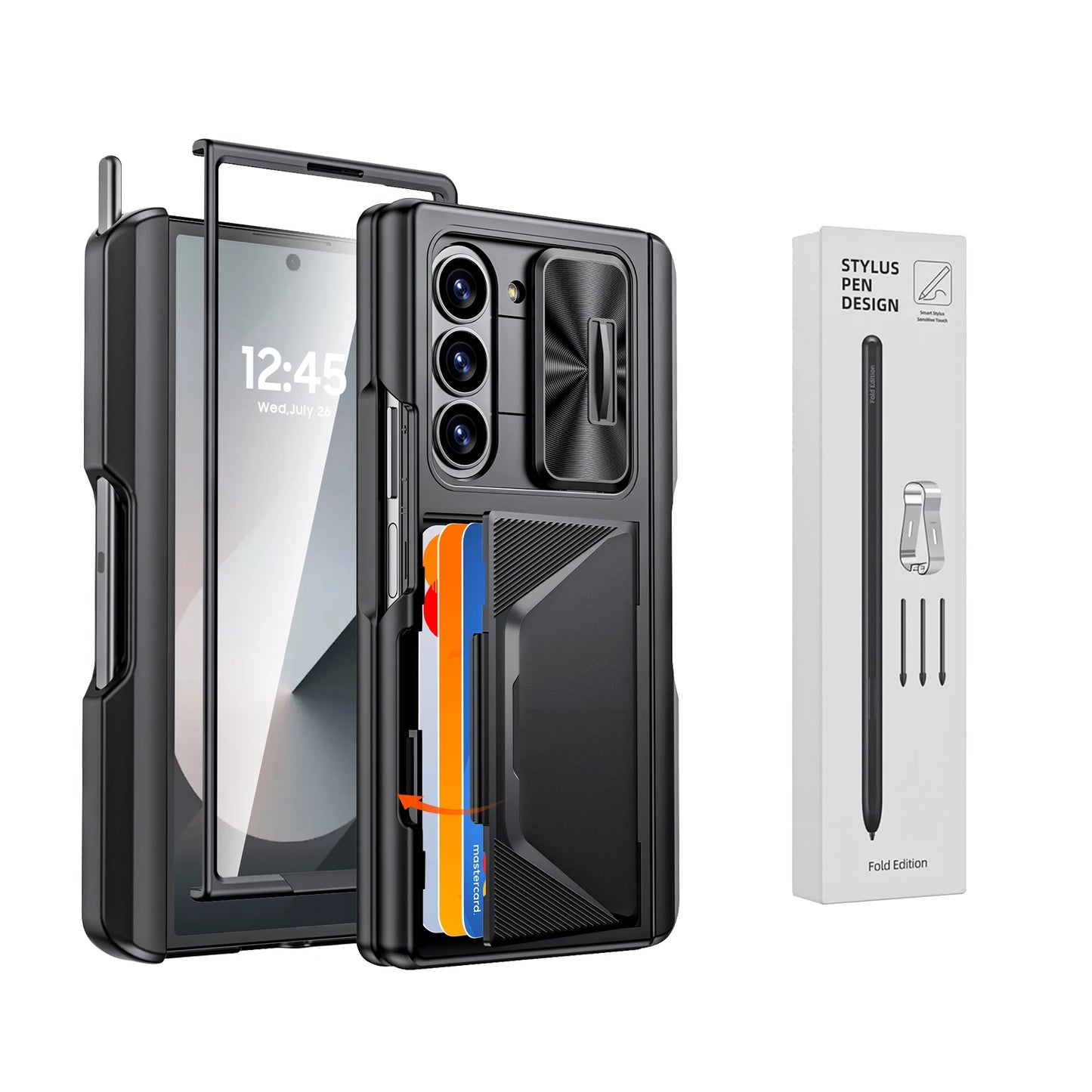 For Galaxy Z Fold 6,Goddess Day gift Back Card Pack,Integrated Pen Slot,Full Coverage 9H Protective Film,Shockproof Phone Case