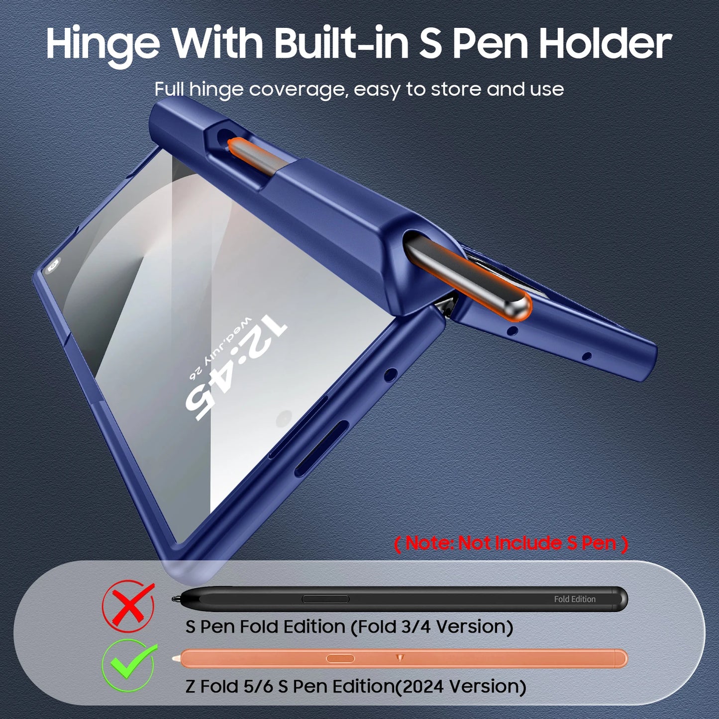 For Galaxy Z Fold 6,Goddess Day gift Back Card Pack,Integrated Pen Slot,Full Coverage 9H Protective Film,Shockproof Phone Case