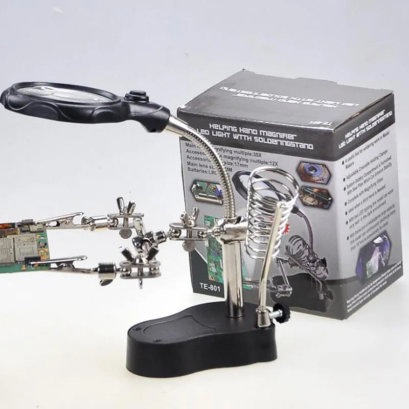 Eruntop  DIY Repair  Magnifier Clamp Soldering Iron Stand Helping Hands