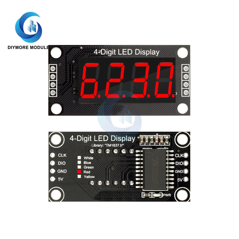 0.36 Inch 0.36" 4-Digit Digital Display Tube Decimal 7 Segments TM1637 LED Module Board for Arduino Red Green Yellow Blue White