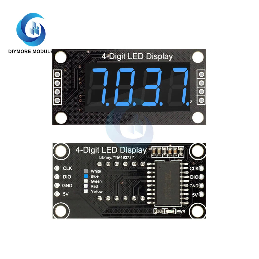 0.36 Inch 0.36" 4-Digit Digital Display Tube Decimal 7 Segments TM1637 LED Module Board for Arduino Red Green Yellow Blue White